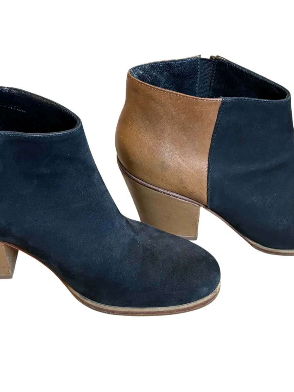 Rachel Comey Black Suede & Carmel Leather Ankle Boots